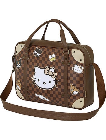 Hello Kitty Squares Borsa a Tracolla Computer Laptop, Marrone