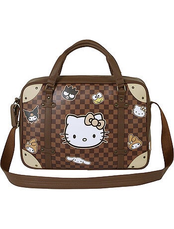 Hello Kitty Squares Borsa a Tracolla Computer Laptop, Marrone