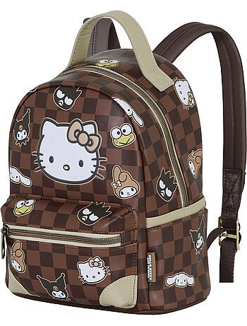 Hello kitty squares zainetto heady piccolo, marrone