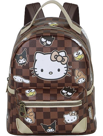 Hello kitty squares zainetto heady piccolo, marrone