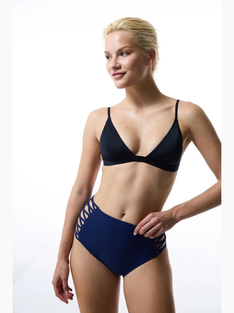 High fashion slip bikini a vita alta penti Blu marino - Kiabi