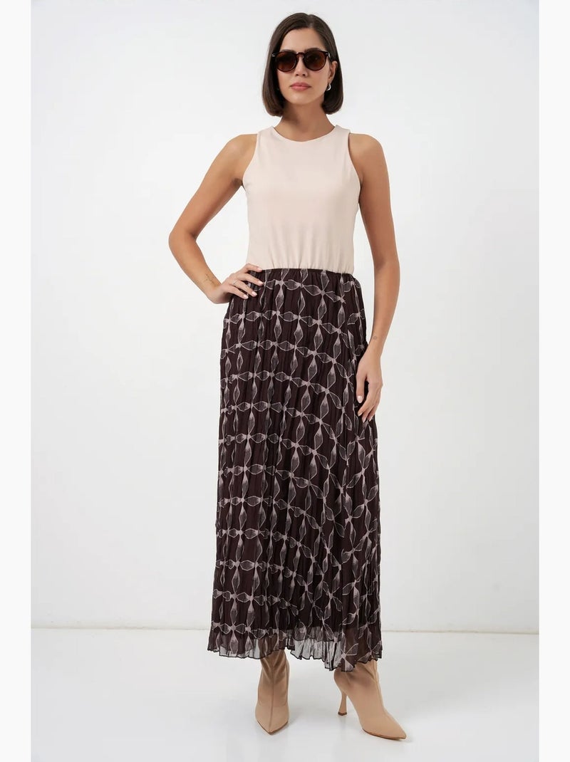 High waist geometric maxi skirt bdart Marrone cioccolato - Kiabi