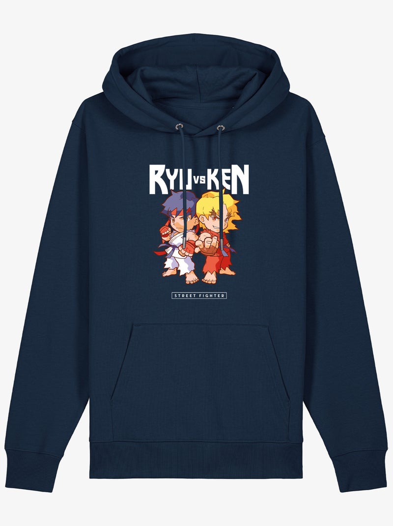 Hoodie Uomo - RYU VS KEN STREET FIGHTER Blu marino - Kiabi