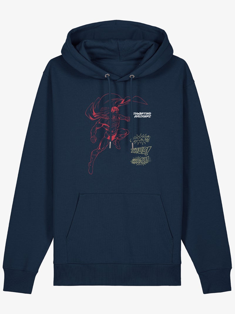 Hoodie Uomo - SUPERMAN SMACK THUD KKRASH Blu marino - Kiabi