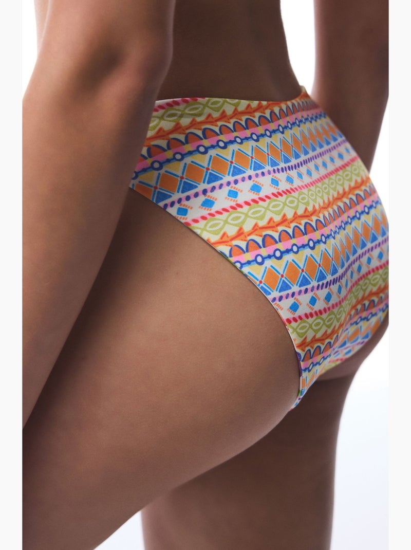 Ila slip bikini reversibile a vita alta penti Arancione - Kiabi