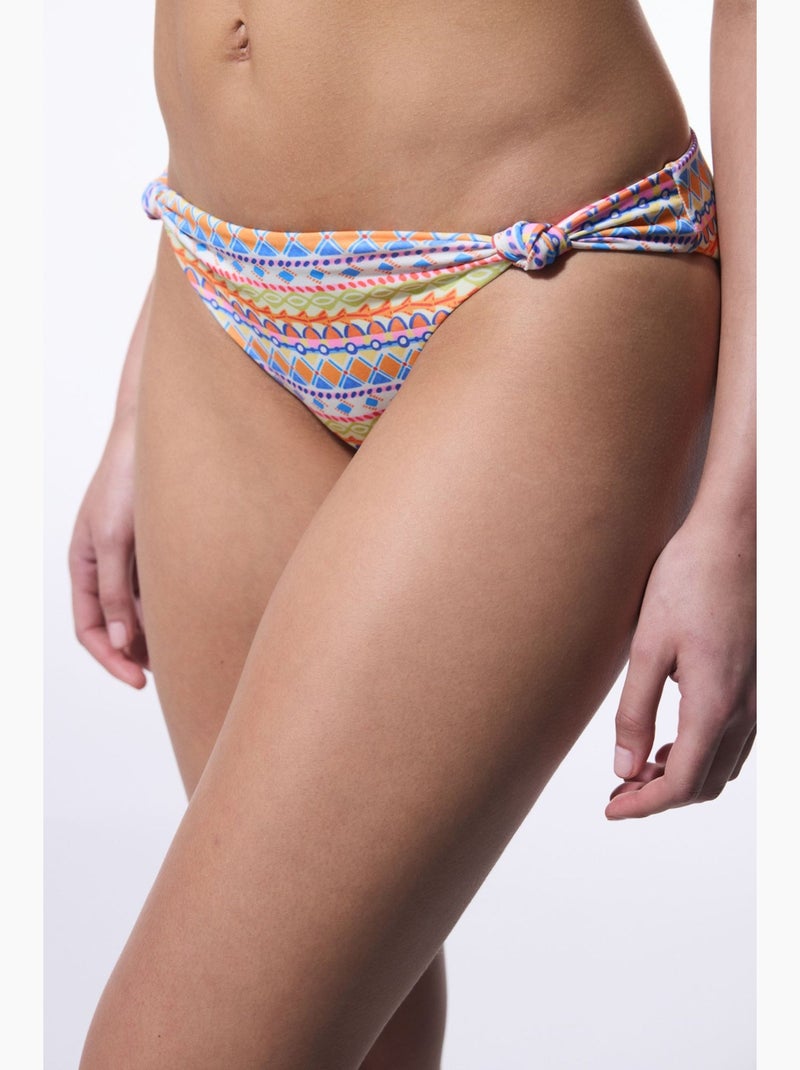 Ila slip bikini reversibile a vita media penti Bianco Arancio Blu - Kiabi