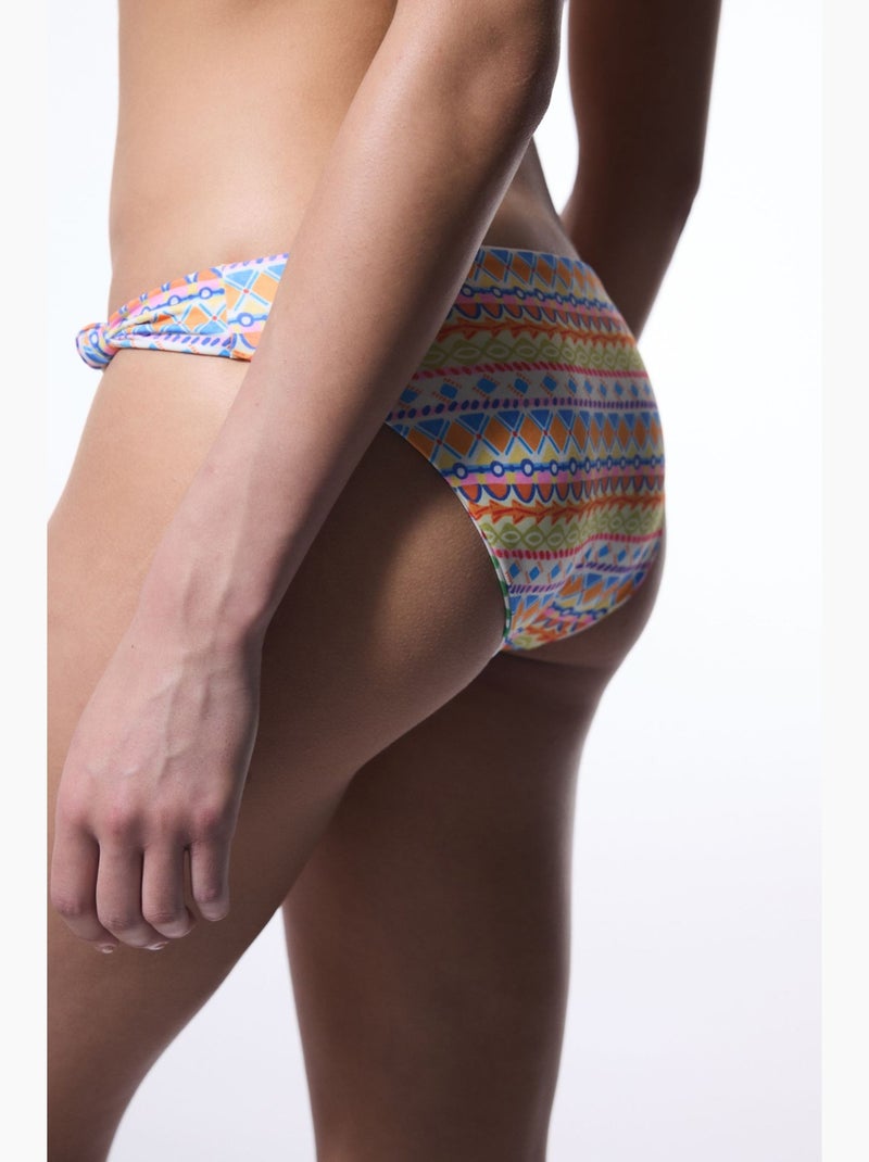 Ila slip bikini reversibile a vita media penti Bianco Arancio Blu - Kiabi