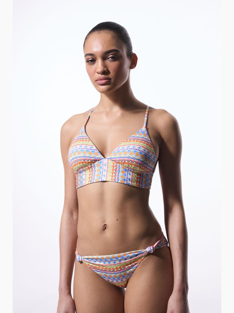 Ila slip bikini reversibile a vita media penti Bianco Arancio Blu - Kiabi