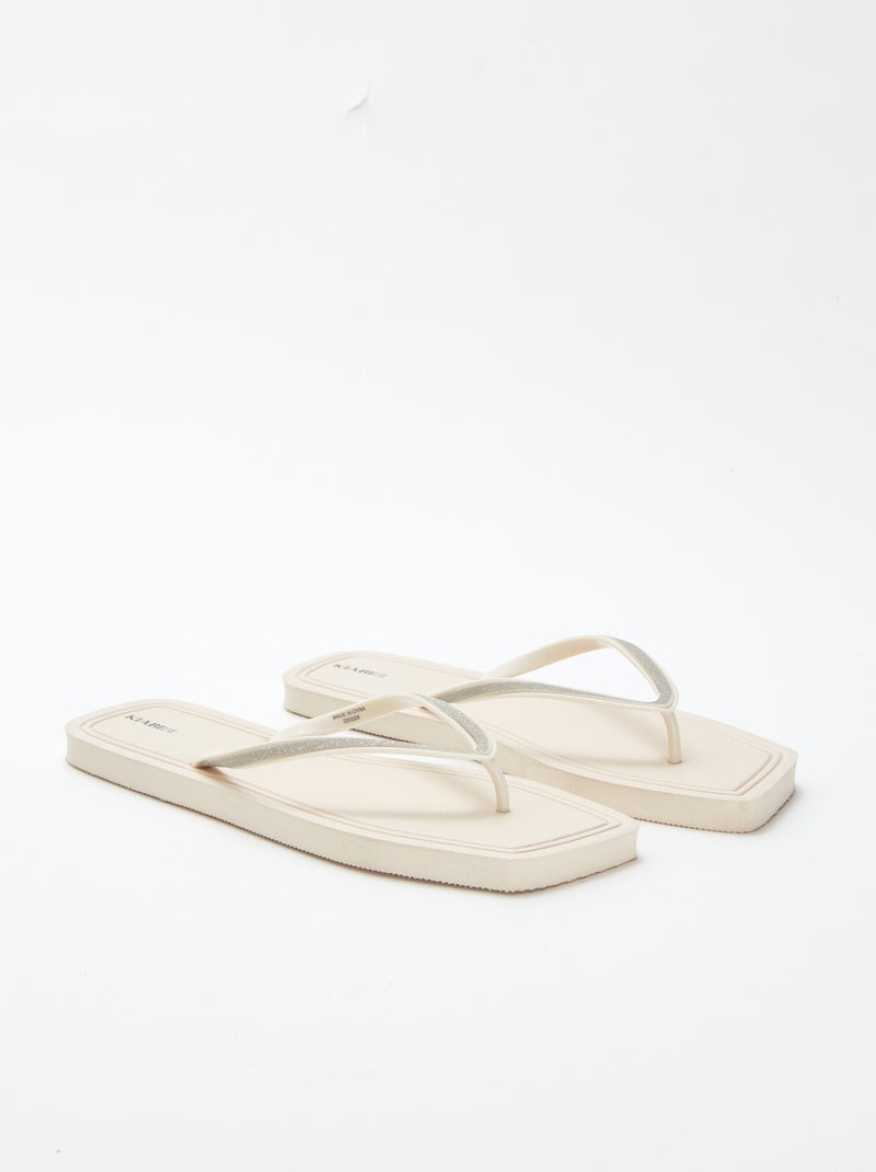 Infradito a punta quadrata con dettagli brillanti BEIGE - Kiabi