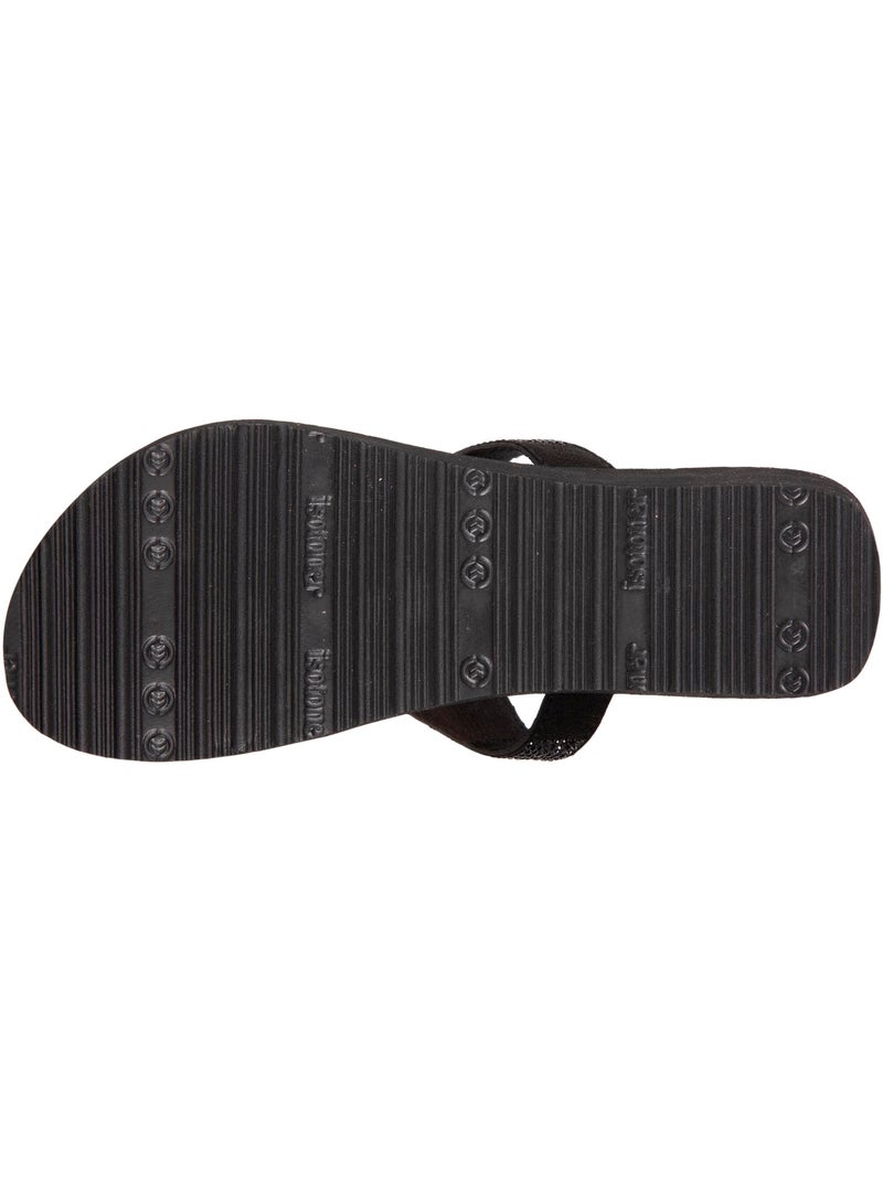 Infradito con tacco di 4 cm, tomaia larga e con perline isotoner Nero - Kiabi