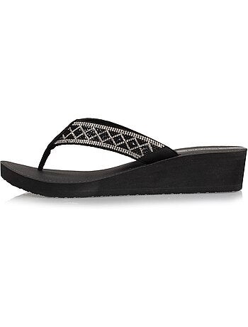 Infradito suola sintetica, tomaia con perline, tacco a zeppa di 4 cm isotoner