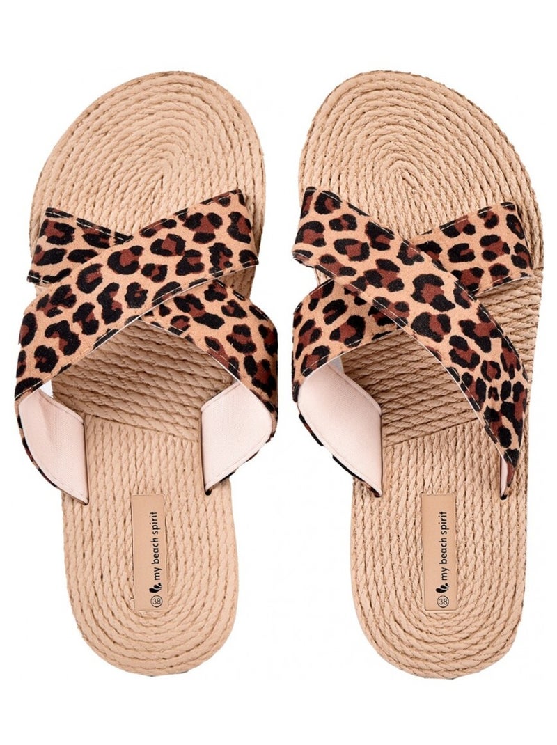 Infradito Donna LEOPARD Marrone chiaro - Kiabi