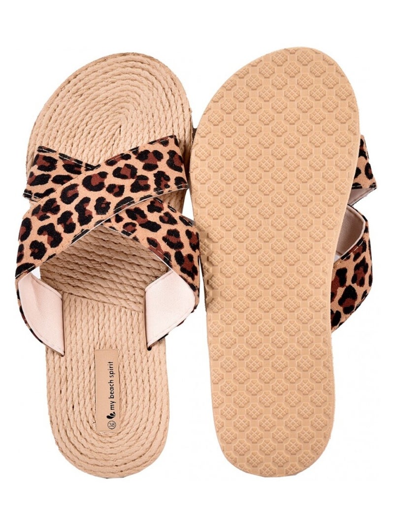 Infradito Donna LEOPARD Marrone chiaro - Kiabi