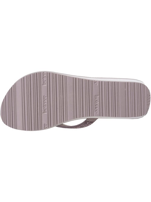 Infradito suola sintetica, tomaia con perline, tacco a zeppa di 4 cm  Isotoner - Kiabi