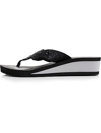 Infradito tacco di 4 cm, suola comoda e leggera, sandalo da spiaggia, sandalo da
