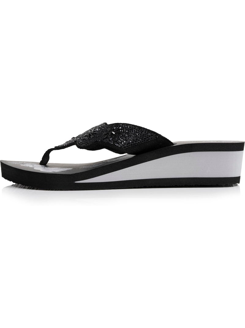 Infradito tacco di 4 cm, suola comoda e leggera, sandalo da spiaggia, sandalo da Nero Argentato - Kiabi