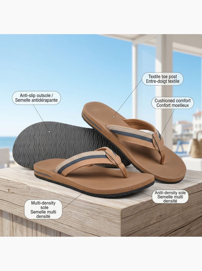 Infradito Uomo Comfort Multi-Densità Suola Spessa Antiscivolo OZABI Cammello - Kiabi