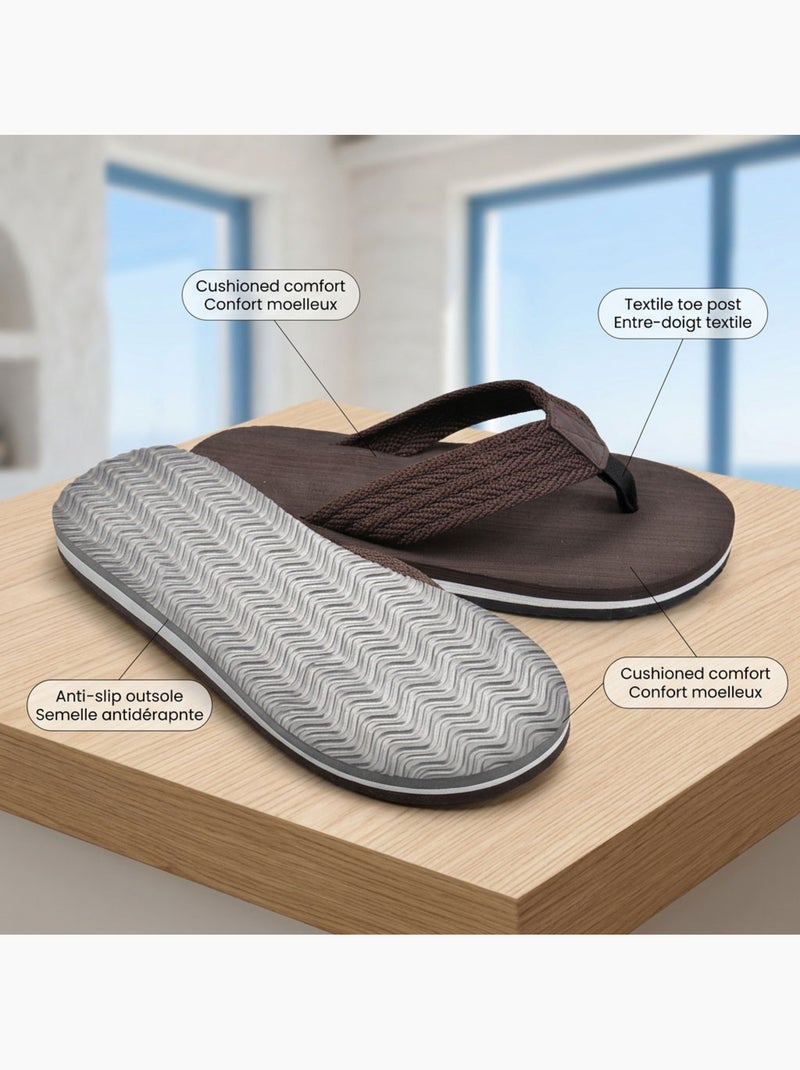 Infradito Uomo Comfort Multi-Densità Suola Spessa Antiscivolo OZABI Marrone cioccolato - Kiabi