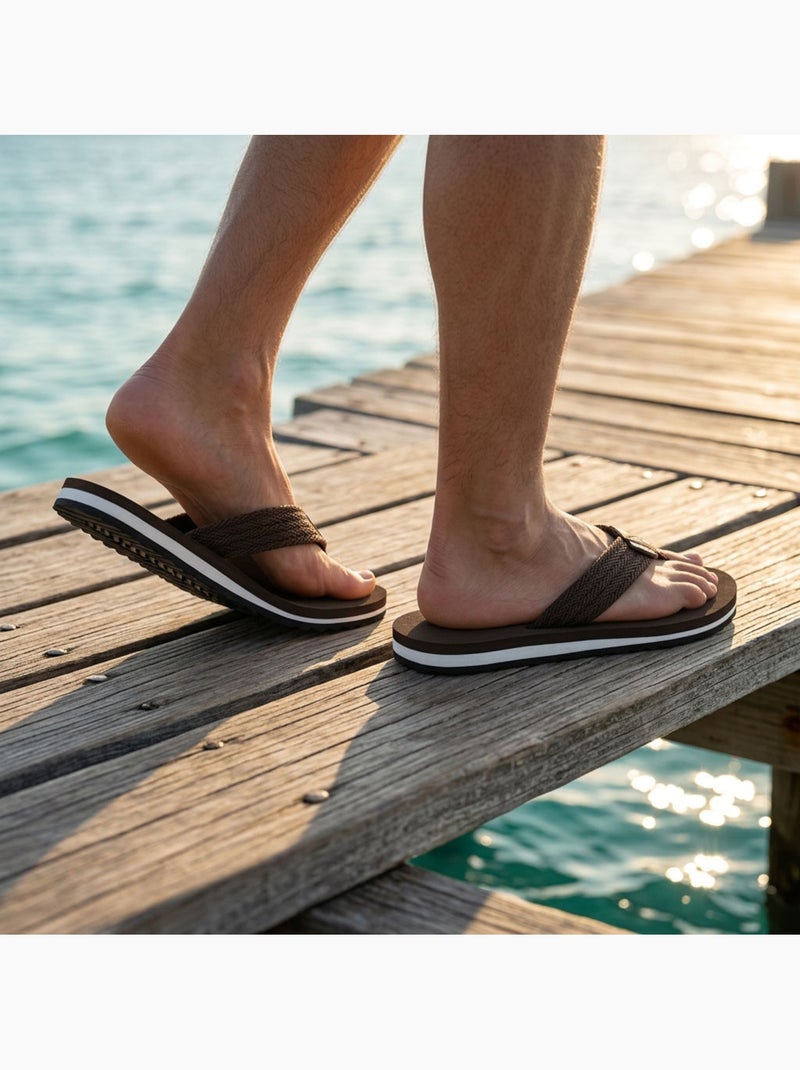 Infradito Uomo Comfort Multi-Densità Suola Spessa Antiscivolo OZABI Marrone cioccolato - Kiabi