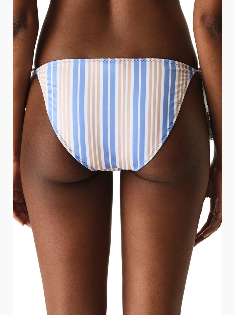 Irene slip bikini a righe a vita media penti Blu beige Bianco - Kiabi