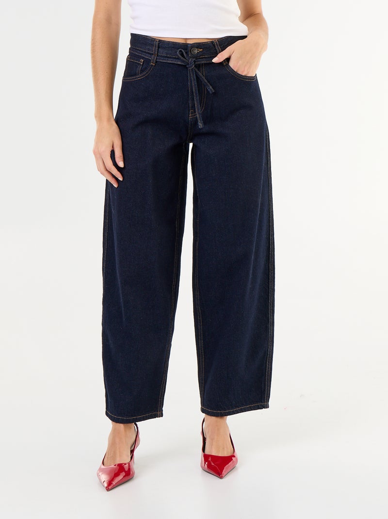 Jean barrel con cintura da annodare Blu - Kiabi