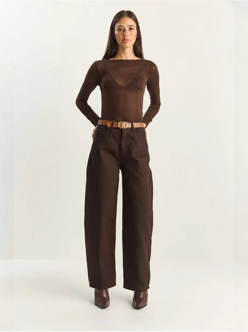 Jeans a gamba ampia con cintura lucci - Kiabi Jeans a gamba ampia con cintura lucci - Kiabi