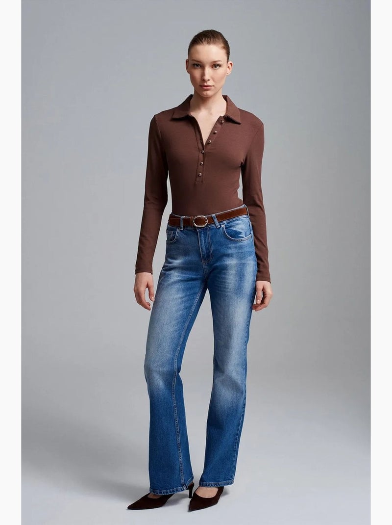 Jeans a gamba dritta a vita bassa dilvin Blu zaffiro - Kiabi