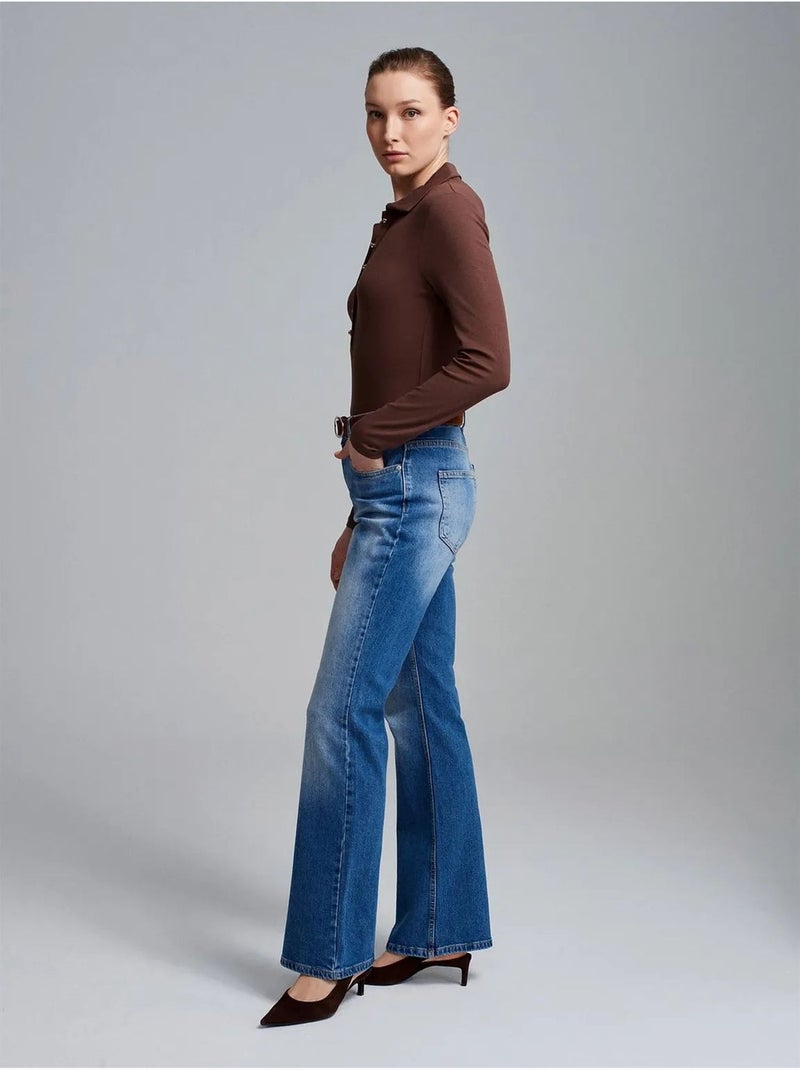 Jeans a gamba dritta a vita bassa dilvin Blu zaffiro - Kiabi