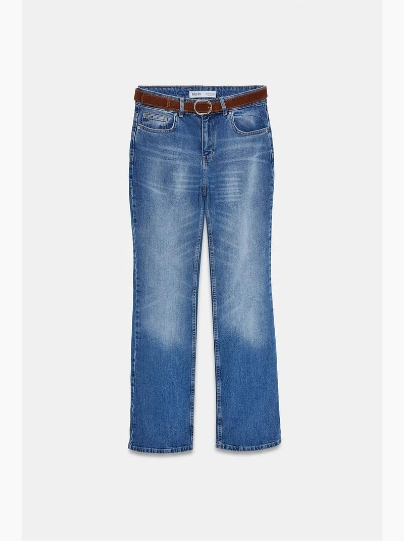 Jeans a gamba dritta a vita bassa dilvin Blu zaffiro - Kiabi