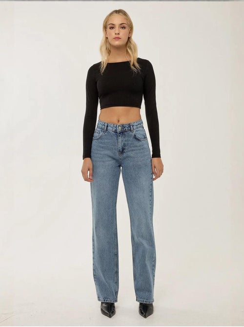 Jeans a gamba dritta a vita media hiccup - Kiabi Jeans a gamba dritta a vita media hiccup - Kiabi