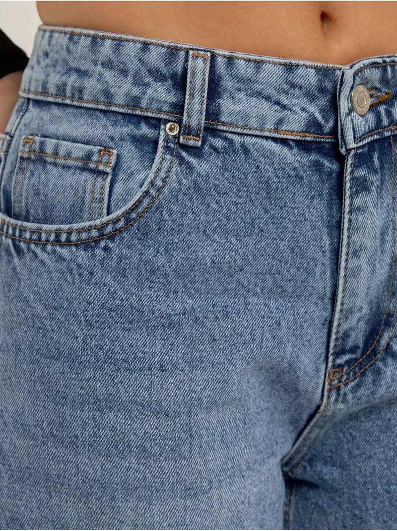 Jeans a gamba dritta a vita media hiccup Blu - Kiabi