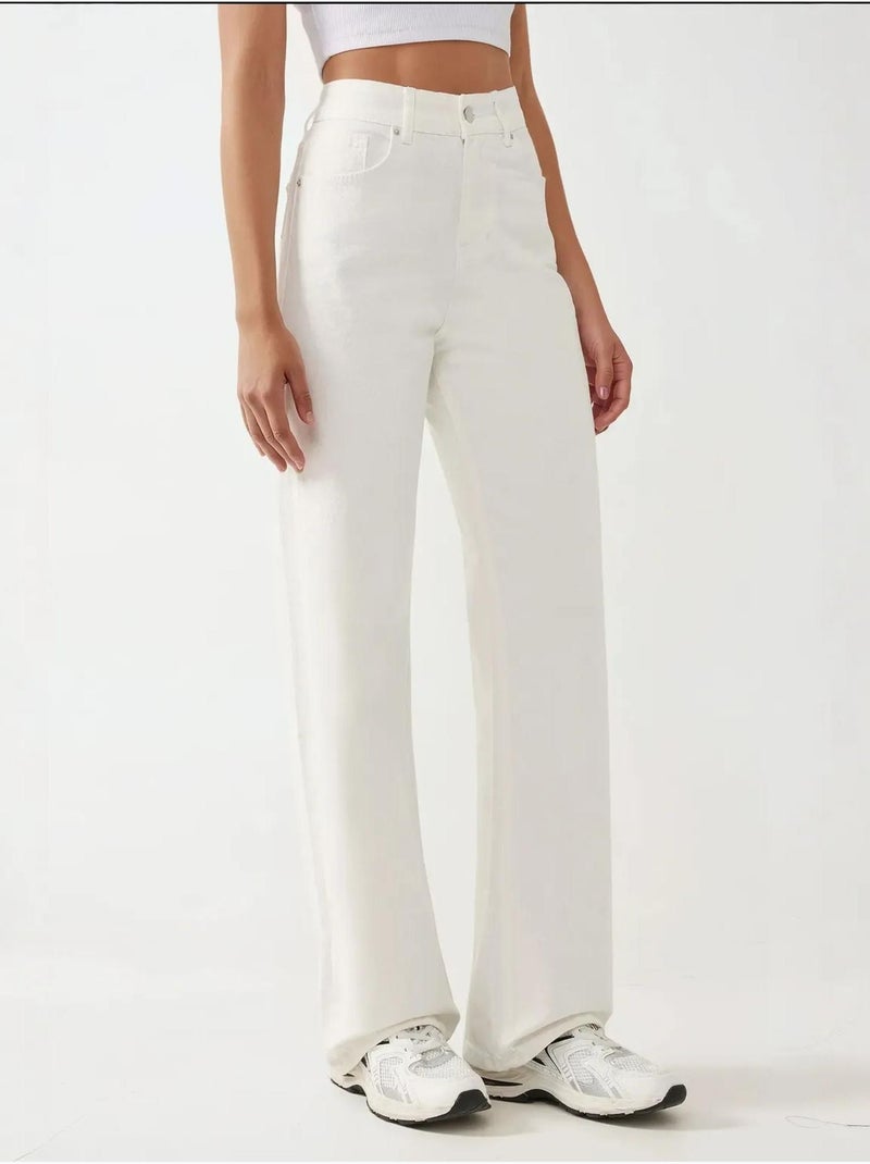 Jeans a gamba dritta vita alta hiccup Bianco - Kiabi
