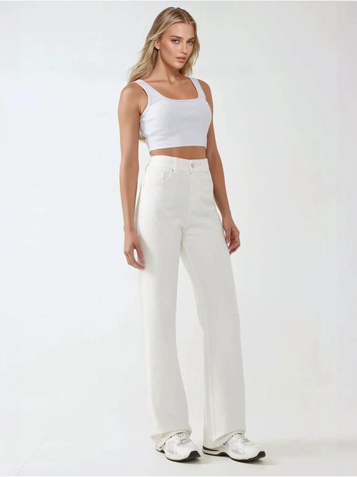 Jeans a gamba dritta vita alta hiccup - Kiabi Jeans a gamba dritta vita alta hiccup - Kiabi