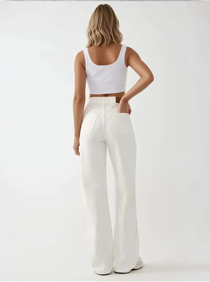 Jeans a gamba dritta vita alta hiccup Bianco - Kiabi
