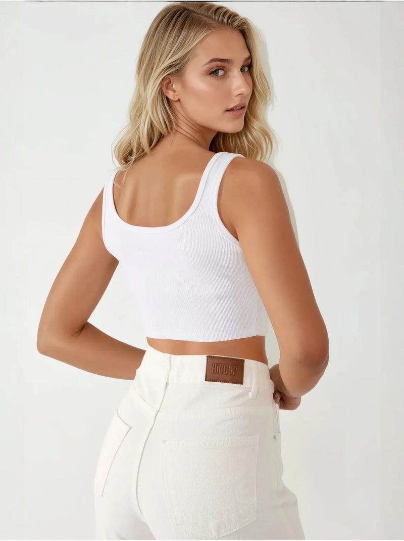 Jeans a gamba dritta vita alta hiccup Bianco - Kiabi