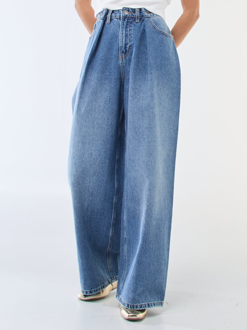 Jeans Donna Alaster Queen A Gamba Larga, Vita Alta Elasticizzata Con Coulisse, In Cotone E Poliestere, Blu M – Comfort E Stile Casual