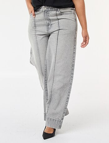 Jeans a gamba larga a vita alta con pieghe sul davanti