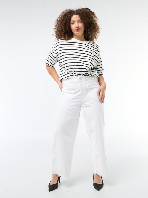 Jeans a gamba larga a vita alta con tasche applicate davanti e dietro - Kiabi