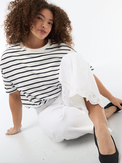 Jeans a gamba larga a vita alta con tasche applicate davanti e dietro - Kiabi