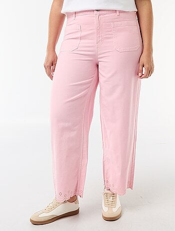 Jeans a gamba larga a vita alta con tasche applicate davanti e dietro