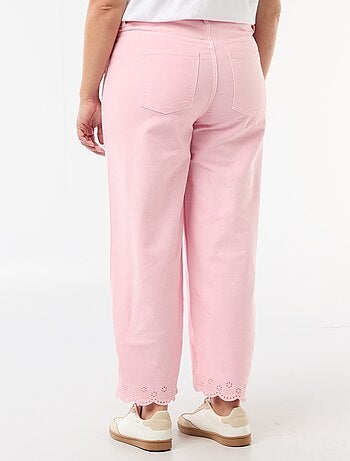 Jeans a gamba larga a vita alta con tasche applicate davanti e dietro