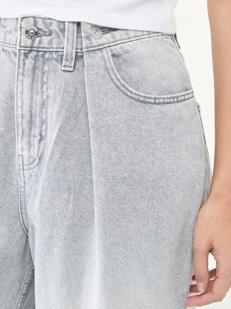 Jeans a gamba larga a vita alta Grigio - Kiabi
