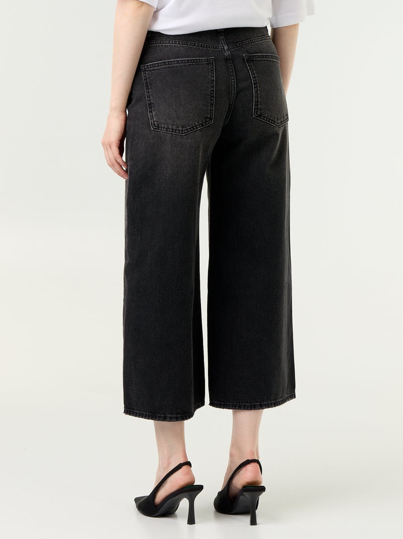 Jeans a gamba larga a vita alta Nero - Kiabi