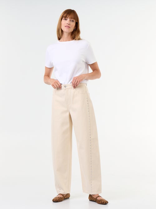 Jeans a gamba larga con borchie fantasiose - Kiabi