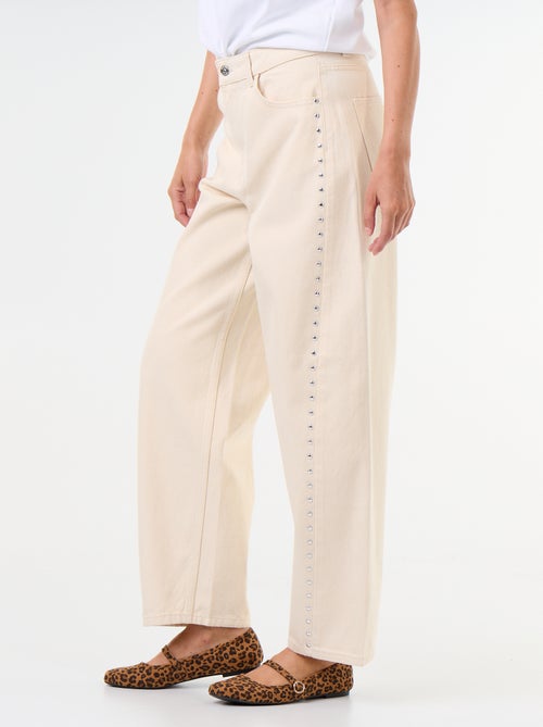 Jeans a gamba larga con borchie fantasiose - Kiabi
