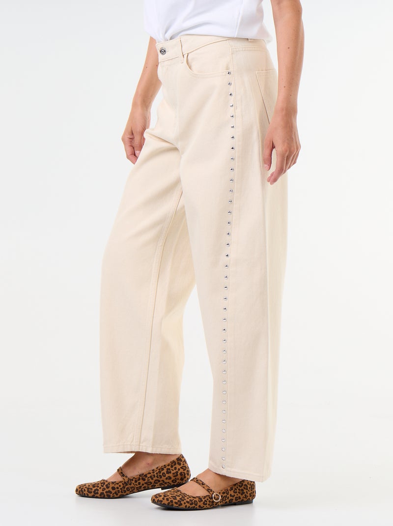 Jeans a gamba larga con borchie fantasiose Bianco - Kiabi