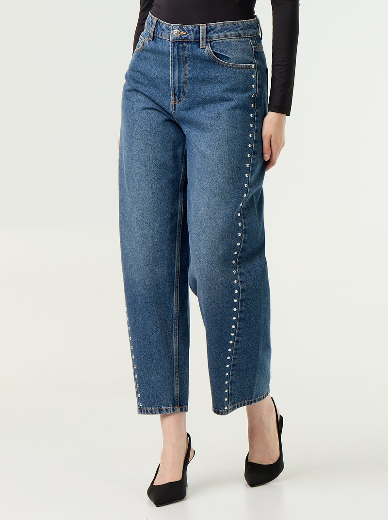 Jeans a gamba larga con borchie fantasiose Blu - Kiabi