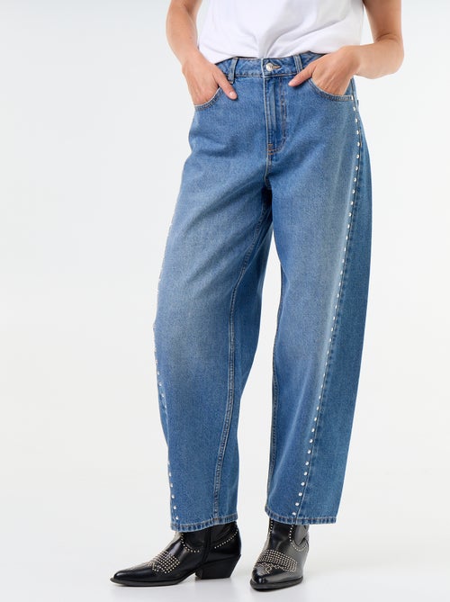 Jeans a gamba larga con borchie fantasiose - Kiabi