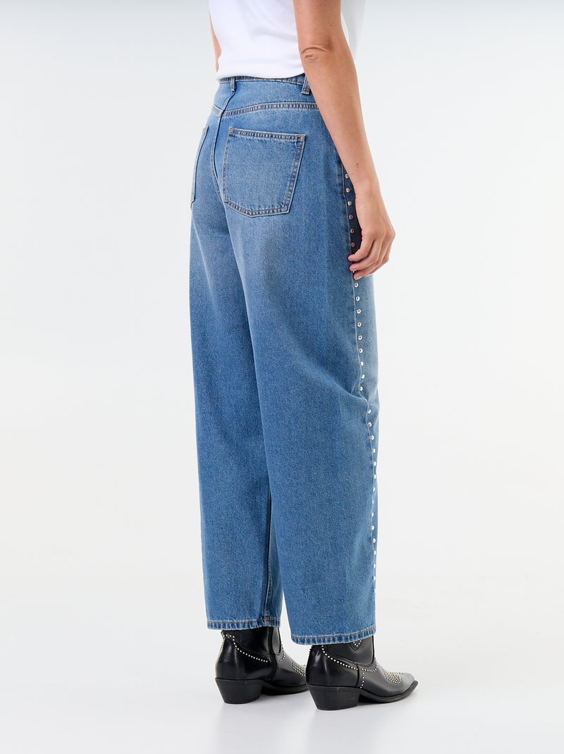 Jeans a gamba larga con borchie fantasiose Blu - Kiabi