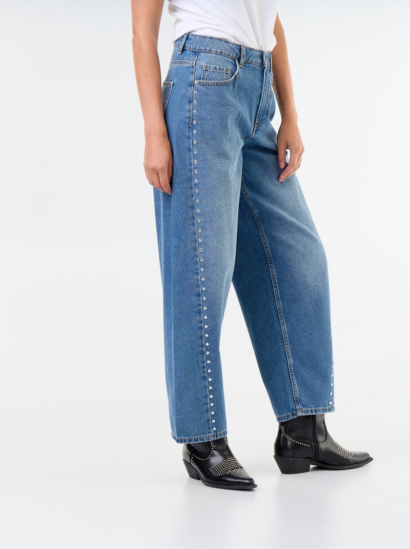 Jeans a gamba larga con borchie fantasiose Blu - Kiabi